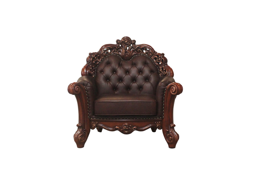 Homeroots 48" Dark Brown Faux Leather Tufted Club Chair   515757