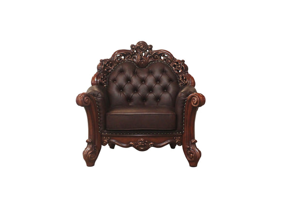 Homeroots 48" Dark Brown Faux Leather Tufted Club Chair   515757