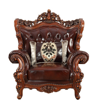Homeroots 46" Dark Brown And Chocolate Faux Leather Tufted Wingback Chair   515760