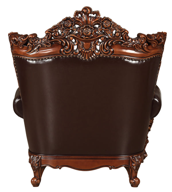 Homeroots 50" Espresso Faux Leather Tufted Wingback Chair   515761