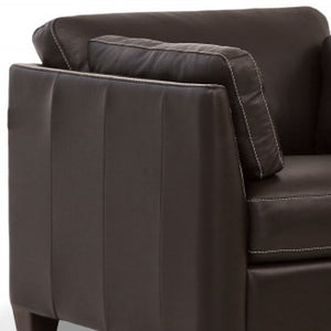 Homeroots 36" Chocolate Genuine Leather And Black Arm Chair   515769