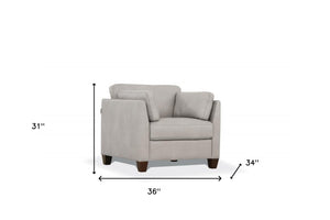 Homeroots 36" Dusty White Genuine Leather And Black Arm Chair   515770