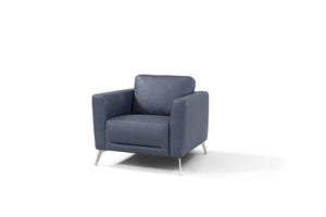 Homeroots 40" Blue And Silver Genuine Leather Arm Chair   515771