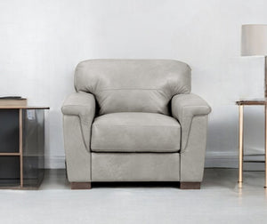 Homeroots 43" Gray And Brown Genuine Leather Arm Chair   515772