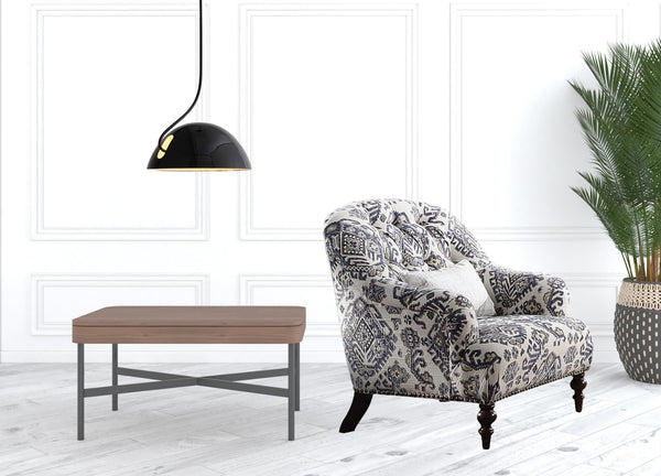 Homeroots 34" Black Tufted Arm Chair   515777