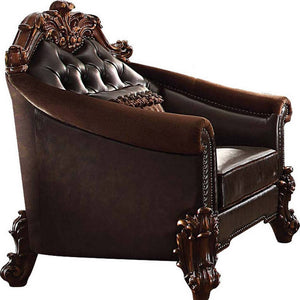Homeroots 43" Dark Brown Faux Leather Tufted Barrel Chair   515785