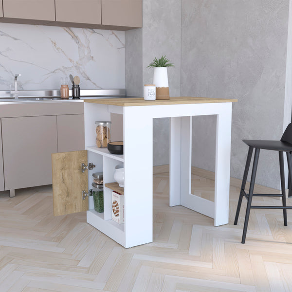 English Elm Stirling Kitchen Island with 36.2" Top, Push-to-Open Cabinet, 3 Side Shelves Multicolor Prep Hub B200P188868