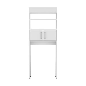English Elm Over Jozz Toilet Cabinet White - Space-Saving 24.56" W x 8" D x 63" H Engineered Wood, Modern Durable Design B092P309167