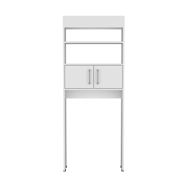 English Elm Over Jozz Toilet Cabinet White - Space-Saving 24.56" W x 8" D x 63" H Engineered Wood, Modern Durable Design B092P309167
