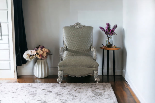 Homeroots 34" Bone Faux Leather Arm Chair   515790