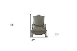 Homeroots 34" Bone Faux Leather Arm Chair   515790