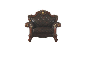 Homeroots 50" Chocolate Faux Leather Tufted Arm Chair   515792