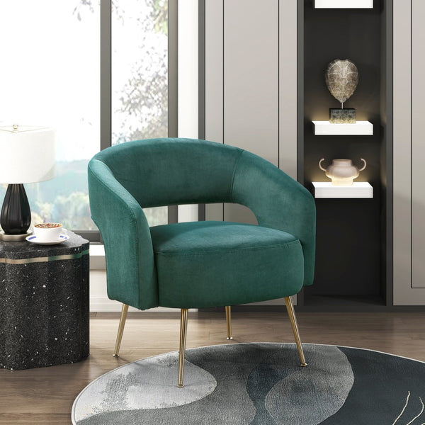 English Elm Modern Velvet Accent Chair Plush Foam Seat Gold Leg Base for Living Room Dark Green B011P458635
