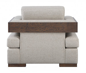 Homeroots 40" Light Gray Fabric And Walnut Arm Chair   515798