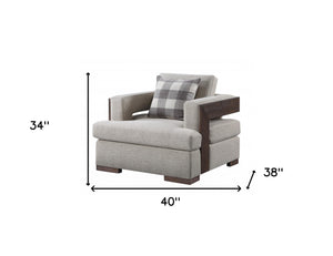 Homeroots 40" Light Gray Fabric And Walnut Arm Chair   515798