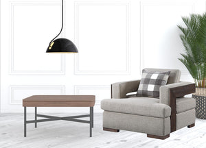 Homeroots 40" Light Gray Fabric And Walnut Arm Chair   515798