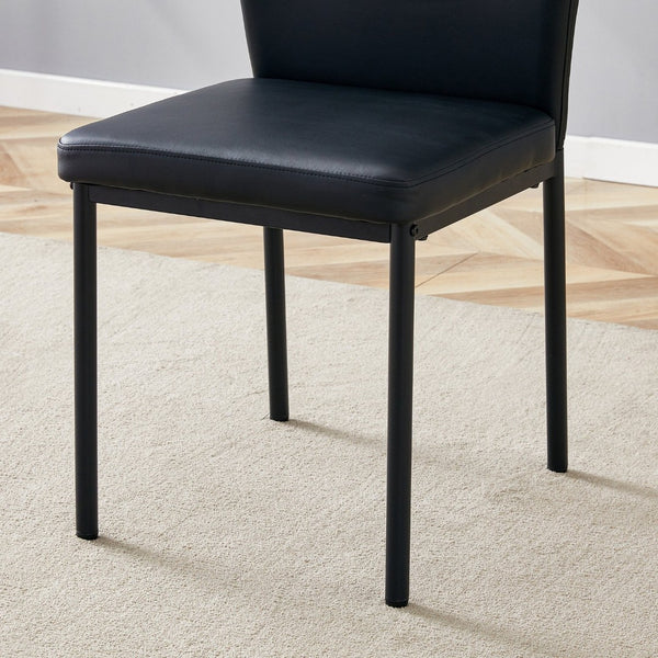 English Elm Luxury Pu Upholstered Dining Chair Set of 4 with Channel Stitching and Metal Legs W1512P494634