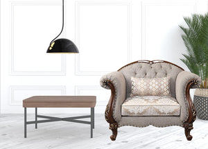 Homeroots 48" Beige Fabric And Cherry Floral Arm Chair   515800