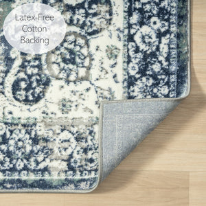 Homeroots 5' X 7' Blue Floral Stain Resistant Area Rug  Polyester 515804