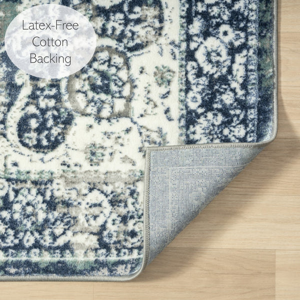 Homeroots 5' X 7' Blue Floral Stain Resistant Area Rug  Polyester 515804