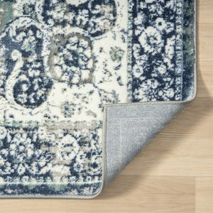 Homeroots 5' X 7' Blue Floral Stain Resistant Area Rug  Polyester 515804