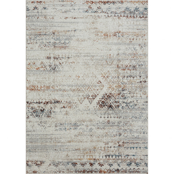 Homeroots 5' X 7' Ivory Tribal Distressed Washable Area Rug  Polyester 515813
