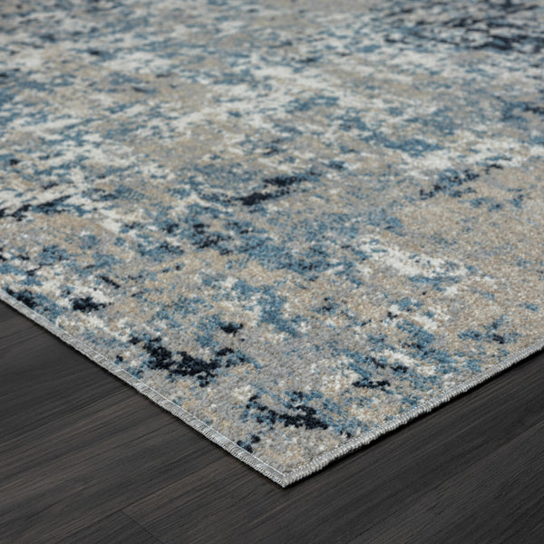 Homeroots 5' X 7' Blue Abstract Distressed Washable Area Rug  Polyester 515814