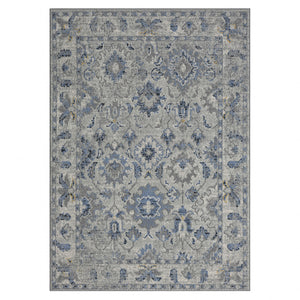 Homeroots 5' X 7' Blue Floral Area Rug  Polyester 515818