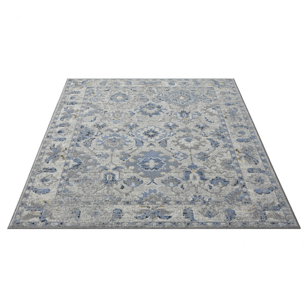 Homeroots 5' X 7' Blue Floral Area Rug  Polyester 515818