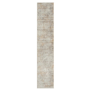 HomeRoots Gray Damask Distressed Runner Rug Machine Woven Hallway Entryway Accent with High-low Pile 2' x 10' 515827