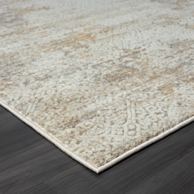HomeRoots Gray Damask Distressed Runner Rug Machine Woven Hallway Entryway Accent with High-low Pile 2' x 10' 515827