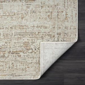 Beige Abstract High Low Pile Area Rug Turkish Crafted with Distressed Artisan Finish for Homes