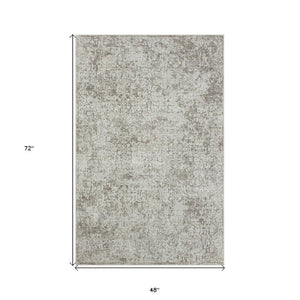 Gray Abstract Distressed Area Rug Turkish Crafted High-low Pile for Modern Living Rooms