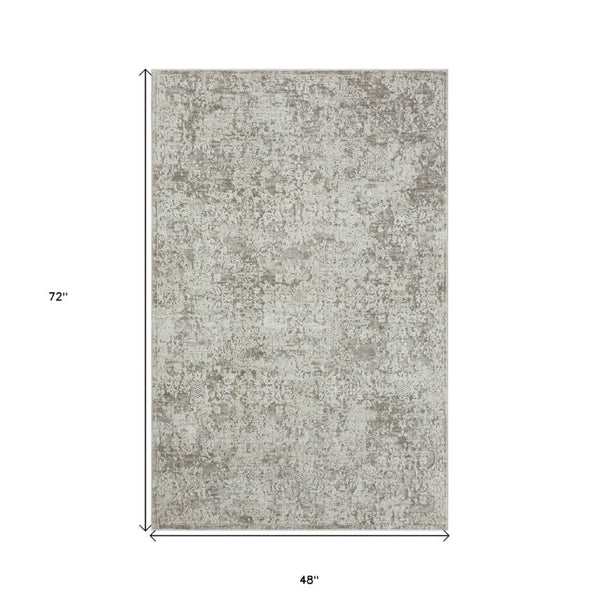 Gray Abstract Distressed Area Rug Turkish Crafted High-low Pile for Modern Living Rooms