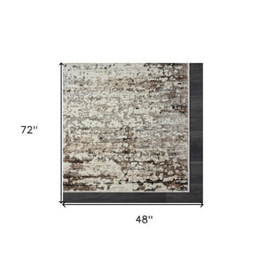 4x6 Beige Abstract Area Rug Machine Woven High-low Texture for Modern Spaces
