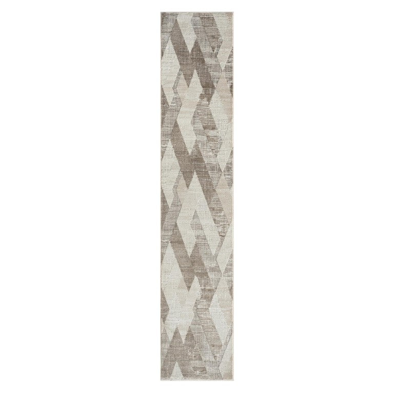 HomeRoots Gray Geometric Runner Rug Turkish Crafted High-low Pile Hallway Accent for Modern Homes 2' x 8' 515838