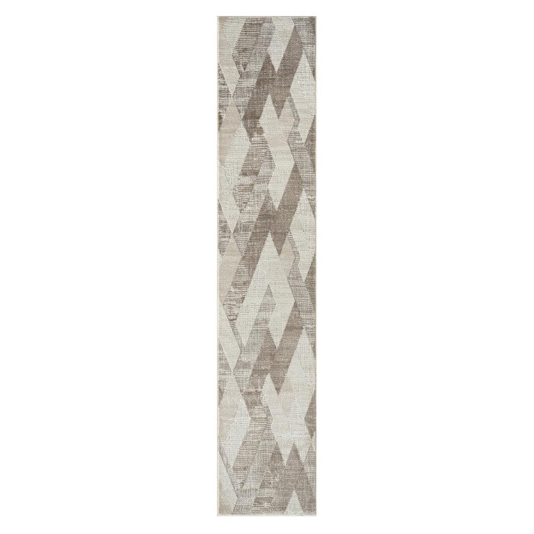 HomeRoots Gray Geometric Runner Rug Turkish Crafted High-low Pile Hallway Accent for Modern Homes 2' x 8' 515838