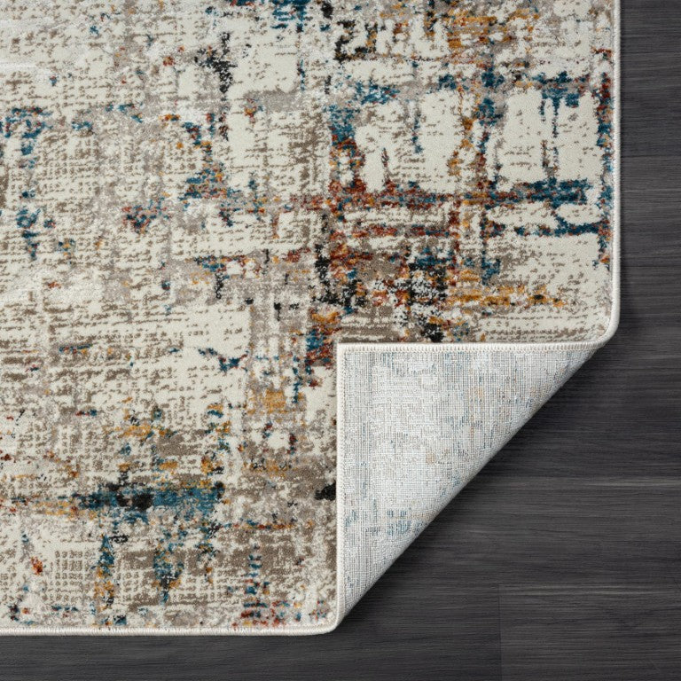 HomeRoots 2 X 8 Gray Abstract Distressed Runner Rug Machine Woven High-low Pile Hallway Accent 515844