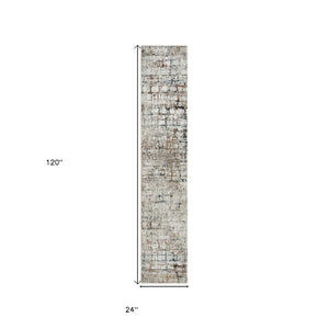 2 X 10 Gray Abstract Runner Rug Machine Woven High-low Pile for Hallways