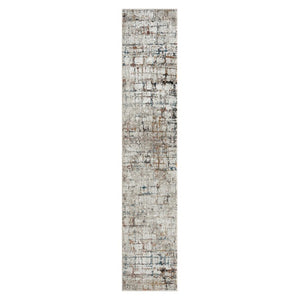 2 X 10 Gray Abstract Runner Rug Machine Woven High-low Pile for Hallways