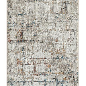 2 X 10 Gray Abstract Runner Rug Machine Woven High-low Pile for Hallways