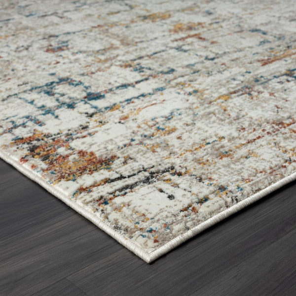 2 X 10 Gray Abstract Runner Rug Machine Woven High-low Pile for Hallways
