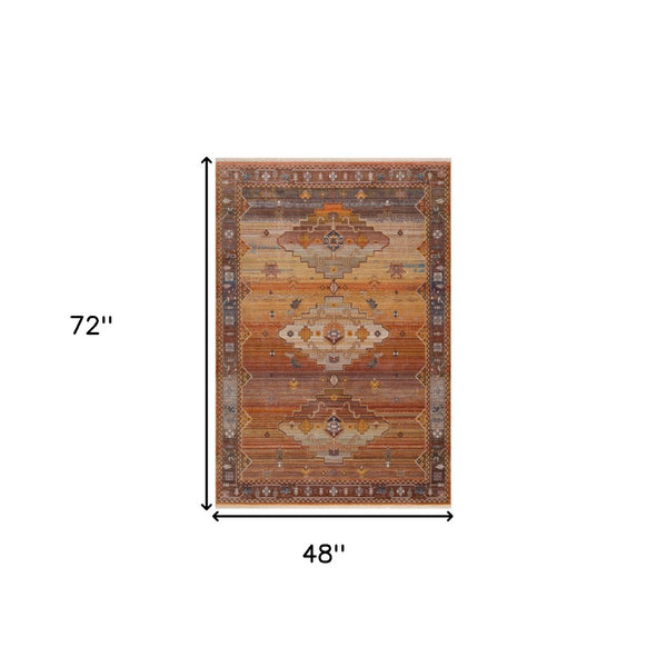 HomeRoots 4' Brown Southwestern Area Rug - Durable, Earthy Comfort for Living Rooms, Entryways, or Bedrooms 4' X 6' 515848