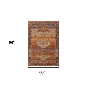 HomeRoots 4' Brown Southwestern Area Rug - Durable, Earthy Comfort for Living Rooms, Entryways, or Bedrooms 5' X 8' 515849