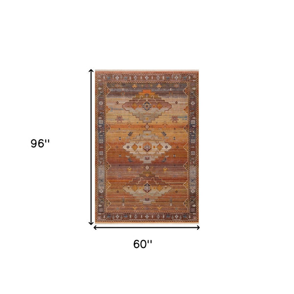 HomeRoots 4' Brown Southwestern Area Rug - Durable, Earthy Comfort for Living Rooms, Entryways, or Bedrooms 5' X 8' 515849