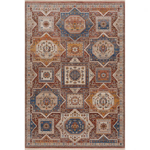 HomeRoots 5' Southwestern Red Area Rug – Durable, Stylish, and Easy-Care for High-Traffic Living Spaces 5' X 8' 515851