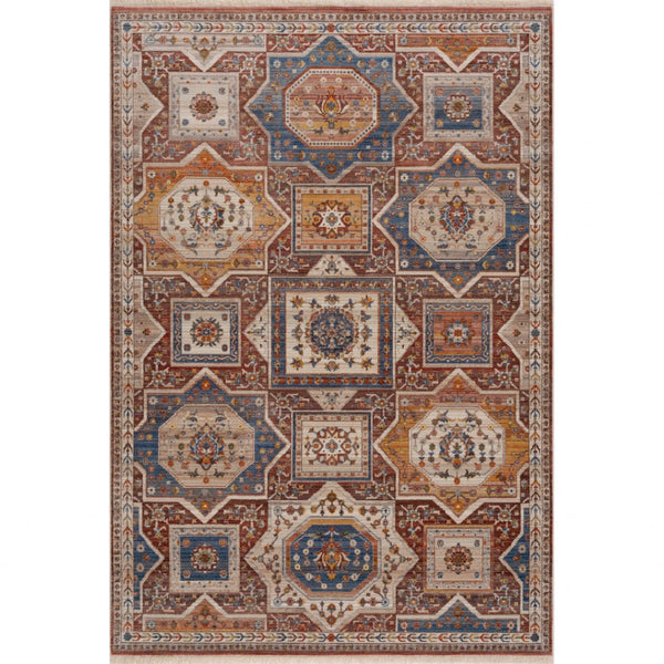 HomeRoots 5' Southwestern Red Area Rug – Durable, Stylish, and Easy-Care for High-Traffic Living Spaces 5' X 8' 515851