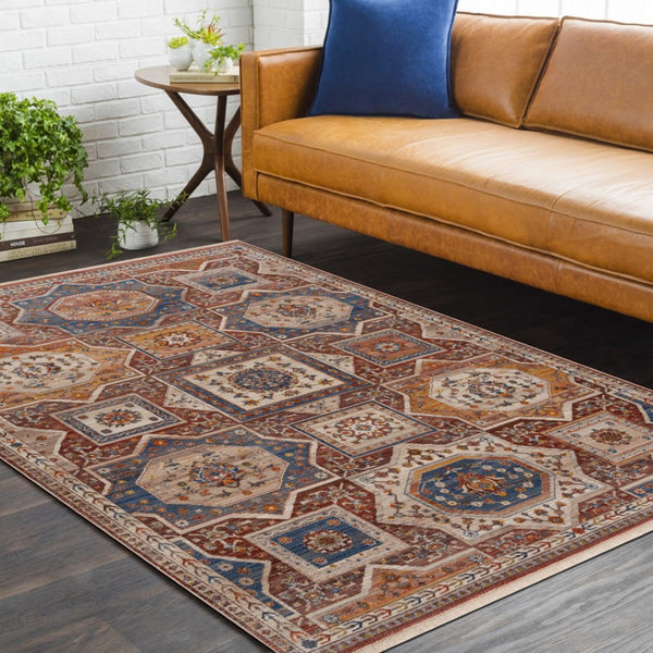 HomeRoots 5' Southwestern Red Area Rug – Durable, Stylish, and Easy-Care for High-Traffic Living Spaces 9' X 12' 515852