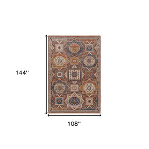 HomeRoots 5' Southwestern Red Area Rug – Durable, Stylish, and Easy-Care for High-Traffic Living Spaces 9' X 12' 515852