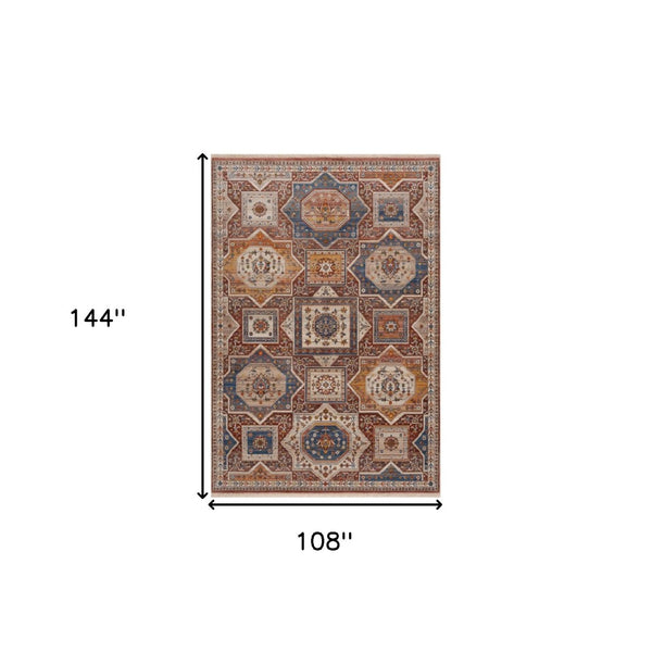 HomeRoots 5' Southwestern Red Area Rug – Durable, Stylish, and Easy-Care for High-Traffic Living Spaces 9' X 12' 515852